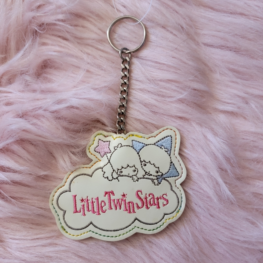 Sanrio Vintage Little Twin Stars Embroidered Keychain Bag Charm Kawaii Y2K